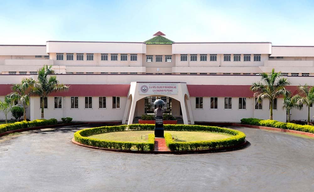 College main building and landscaped entrance circle