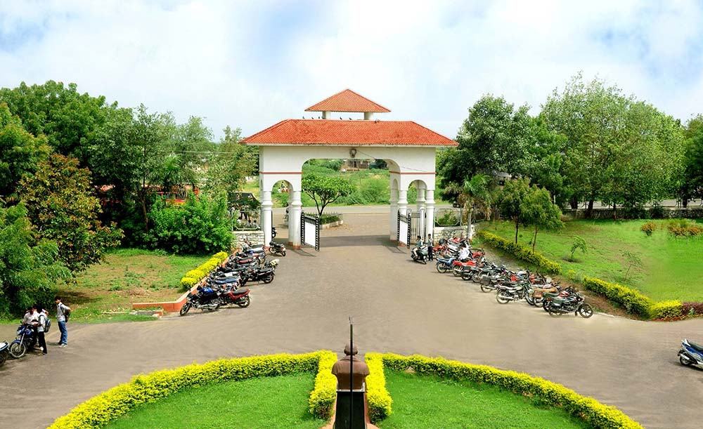 Garden pathway and entrance arch on the campus