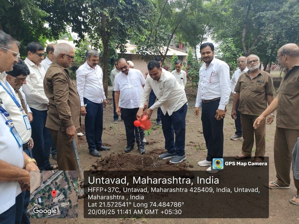 Tree plantation on the campus by college management and staff