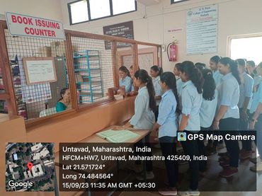 Students queuing at the book issuing counter